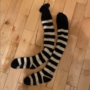 Knee high black and white socks